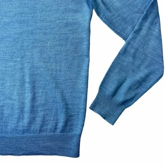 Club Room Blue Merino Wool Blend 1/4 Zip Mens Sweater - Picture 8 of 8